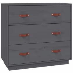 vidaXL Credenza Grigia 80x40x75 cm in Legno Massello di Pino - Vista aggiuntiva 2