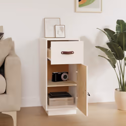 vidaXL Credenza Bianca 34x40x75 cm in Legno Massello di Pino - Vista aggiuntiva 3