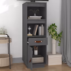 vidaXL Credenza Grigia 34x40x108,5 cm in Legno Massello di Pino - Vista aggiuntiva 3