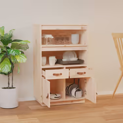 vidaXL Credenza 67x40x108,5 cm in Legno Massello di Pino - Vista aggiuntiva 3