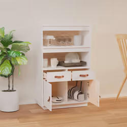 vidaXL Credenza Bianca 67x40x108,5 cm in Legno Massello di Pino - Vista aggiuntiva 3