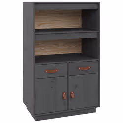 vidaXL Credenza Grigia 67x40x108,5 cm in Legno Massello di Pino - Vista aggiuntiva 2