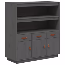 vidaXL Credenza Grigia 100x40x108,5 cm in Legno Massello di Pino - Vista aggiuntiva 2