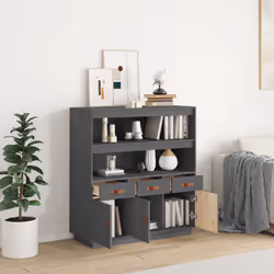 vidaXL Credenza Grigia 100x40x108,5 cm in Legno Massello di Pino - Vista aggiuntiva 3