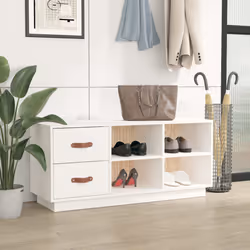 vidaXL Scarpiera Bianca 100x34x45 cm in Legno Massello di Pino - Vista aggiuntiva 3