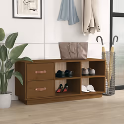 vidaXL Scarpiera Ambrata 100x34x45 cm in Legno Massello di Pino - Vista aggiuntiva 3