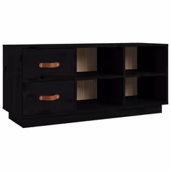 vidaXL Scarpiera Nera 100x34x45 cm in Legno Massello di Pino - Vista aggiuntiva 2