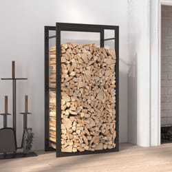 Portalegna Nero Opaco 50x28x94 cm Acciaio Vidaxl 87628
