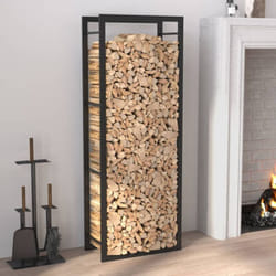Portalegna Nero Opaco 50x28x132 cm in Acciaio Vidaxl 39110