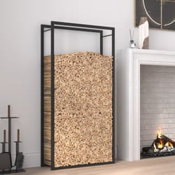 vidaXL Portalegna Nero Opaco 80x28x154 cm Acciaio