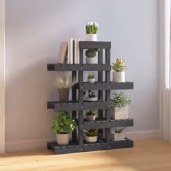 vidaXL Supporto per Piante Grigio 85x25x109,5cm Legno Massello di Pino - Vista aggiuntiva 3