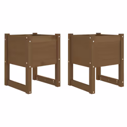 vidaXL Fioriere 2 pz Ambra 40x40x52,5 cm in Legno Massello di Pino - Vista aggiuntiva 2