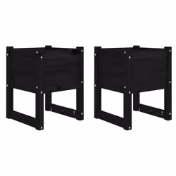 vidaXL Fioriere 2 pz Nero 40x40x52,5 cm in Legno Massello di Pino - Vista aggiuntiva 2