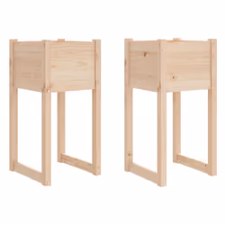 vidaXL Fioriere 2 pz Bianche 40x40x81 cm in Legno Massello di Pino - Vista aggiuntiva 2