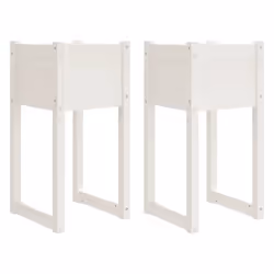 vidaXL Fioriere 2 pz Bianche 40x40x81 cm in Legno Massello di Pino - Vista aggiuntiva 2