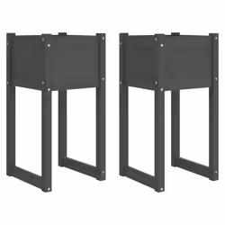 vidaXL Fioriere 2 pz Grigio 40x40x81 cm in Legno Massello di Pino - Vista aggiuntiva 2