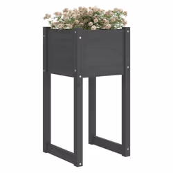 vidaXL Fioriere 2 pz Grigio 40x40x81 cm in Legno Massello di Pino - Vista aggiuntiva 3