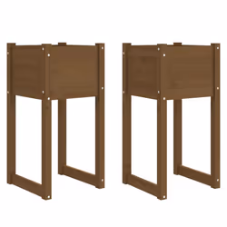 vidaXL Fioriere 2 pz Marrone Ambra 40x40x81 cm Legno Massello di Pino - Vista aggiuntiva 2