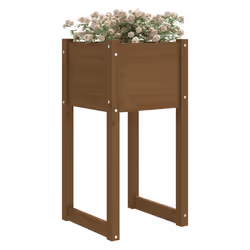 vidaXL Fioriere 2 pz Marrone Ambra 40x40x81 cm Legno Massello di Pino - Vista aggiuntiva 3