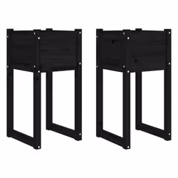 vidaXL Fioriere 2 pz Nero 40x40x81 cm in Legno Massello di Pino - Vista aggiuntiva 2