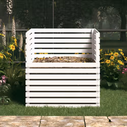 vidaXL Compostiera Bianca 100x100x102 cm in Legno Massello di Pino - Vista aggiuntiva 3