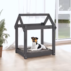 vidaXL Cuccia per Cani Grigia 61x50x70  cm in Legno Massello di Pino - Vista aggiuntiva 3
