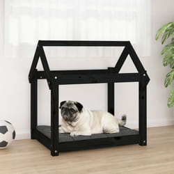 Letto per Cani, Cuccia per Cani Nera 71x55x70 cm in Legno Massello di Pino Vidaxl 6656