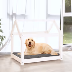 vidaXL Cuccia per Cani Bianca 81x60x70 cm in Legno Massello di Pino - Vista aggiuntiva 3