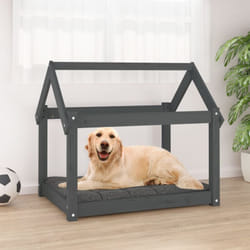 Cuccia per Cani in Legno Massello di Pino 81x60x70 cm vari colori colore: Grigio
