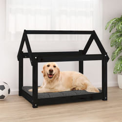 Letto per Cani, Cuccia per Cani Nera 81x60x70 cm in Legno Massello di Pino Vidaxl 2404