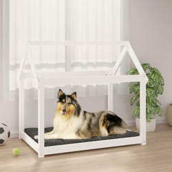Letto per Cani, Cuccia per Cani Bianca 101x70x90 cm in Legno Massello di Pino Vidaxl 8216