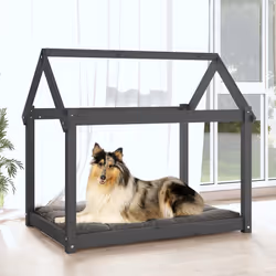vidaXL Cuccia per Cani Grigia 101x70x90 cm in Legno Massello di Pino - Vista aggiuntiva 3
