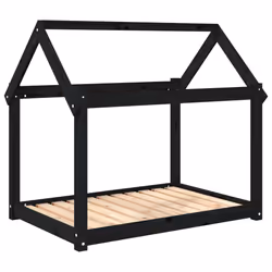 vidaXL Cuccia per Cani Nera 101x70x90 cm in Legno Massello di Pino - Vista aggiuntiva 2