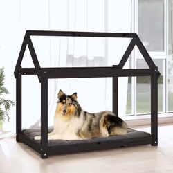 vidaXL Cuccia per Cani Nera 101x70x90 cm in Legno Massello di Pino - Vista aggiuntiva 3