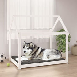 Letto per Cani, Cuccia per Cani Bianca 111x80x100 cm in Legno Massello di Pino Vidaxl 1095