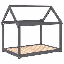 vidaXL Cuccia per Cani Grigia 111x80x100 cm in Legno Massello di Pino - Vista aggiuntiva 2