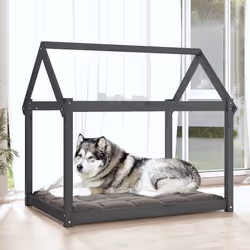 vidaXL Cuccia per Cani Grigia 111x80x100 cm in Legno Massello di Pino - Vista aggiuntiva 3
