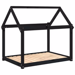 vidaXL Cuccia per Cani Nera 111x80x100 cm in Legno Massello di Pino - Vista aggiuntiva 2