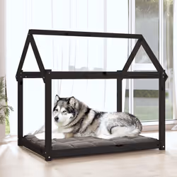 vidaXL Cuccia per Cani Nera 111x80x100 cm in Legno Massello di Pino - Vista aggiuntiva 3