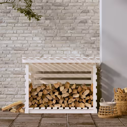 vidaXL Portalegna Bianco 108x73x79 cm in Legno Massello di Pino - Vista aggiuntiva 3