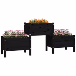 vidaXL Fioriera Nera 178,5x44x75 cm in Legno Massello di Pino - Vista aggiuntiva 3