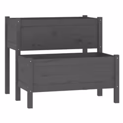 vidaXL Fioriera Grigia 84,5x84x75 cm in Legno Massello di Pino - Vista aggiuntiva 2