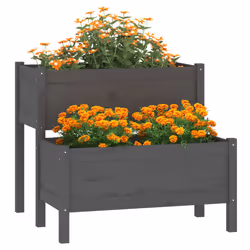 vidaXL Fioriera Grigia 84,5x84x75 cm in Legno Massello di Pino - Vista aggiuntiva 3