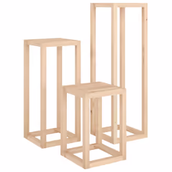 vidaXL Set Supporti per Piante 3 pz in Legno Massello di Pino - Vista aggiuntiva 2
