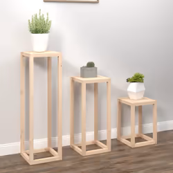 vidaXL Set Supporti per Piante 3 pz in Legno Massello di Pino - Vista aggiuntiva 3