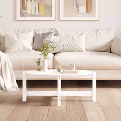 vidaXL Tavolino da Salotto Bianco 87x48x35cm in Legno Massello di Pino - Vista aggiuntiva 3