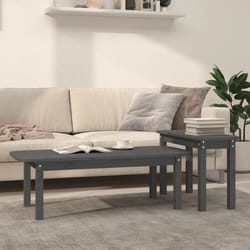 vidaXL Set Tavolini da Salotto 2 pz Grigio in Legno Massello di Pino