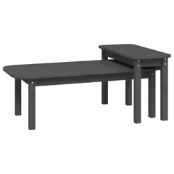 vidaXL Set Tavolini da Salotto 2 pz Grigio in Legno Massello di Pino - Vista aggiuntiva 2