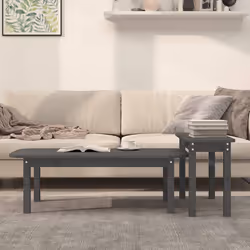 vidaXL Set Tavolini da Salotto 2 pz Grigio in Legno Massello di Pino - Vista aggiuntiva 3