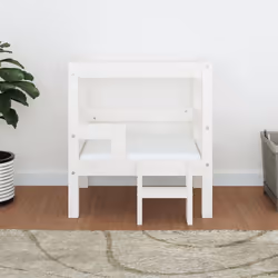 vidaXL Cuccia per Cani Bianco 55,5x53,5x60cm in Legno Massello di Pino - Vista aggiuntiva 3
